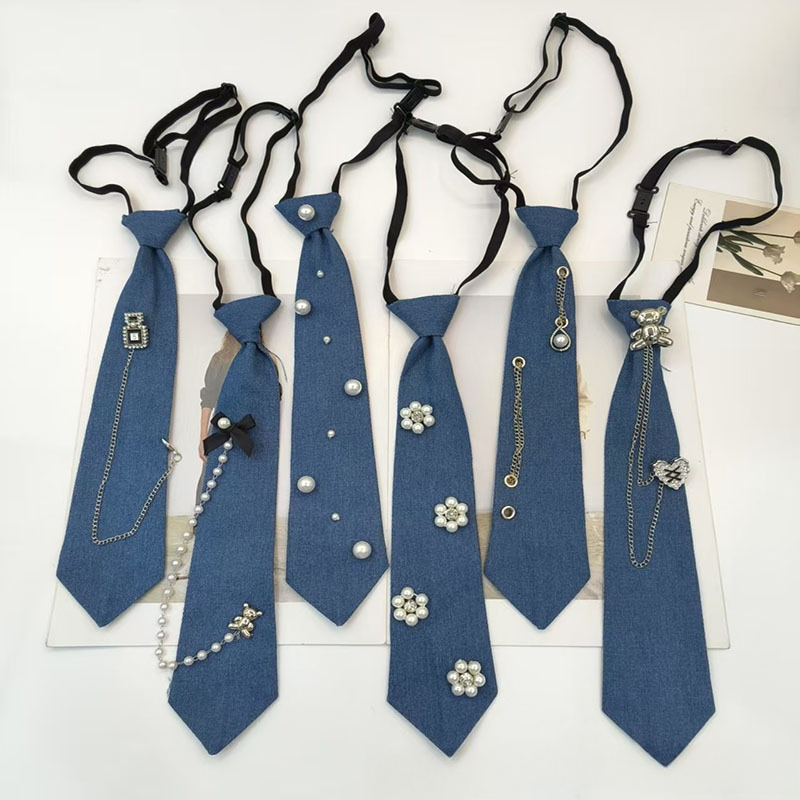 Men Accessories Neck Chain - Niebieska krawatka w stylu kowbojskim, koszula